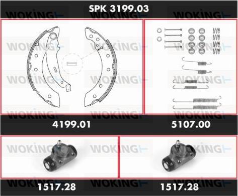 Woking SPK 3199.03 - Комплект тормозных колодок, барабанные autospares.lv