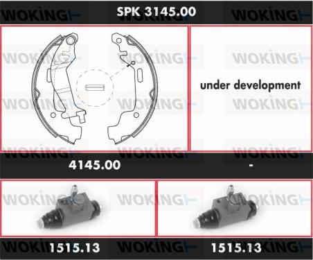 Woking SPK 3145.00 - Комплект тормозных колодок, барабанные autospares.lv