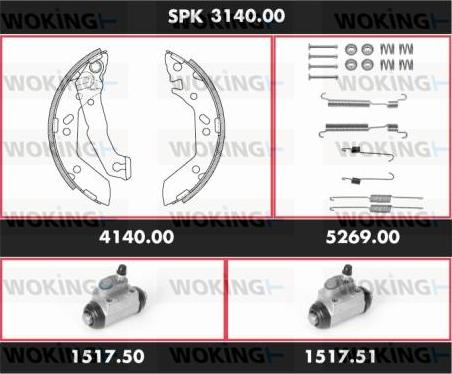 Woking SPK 3140.00 - Комплект тормозных колодок, барабанные autospares.lv