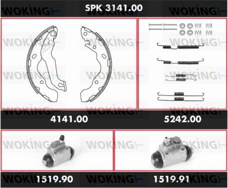 Woking SPK 3141.00 - Комплект тормозных колодок, барабанные autospares.lv