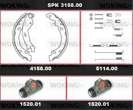 Woking SPK 3158.00 - Комплект тормозных колодок, барабанные autospares.lv