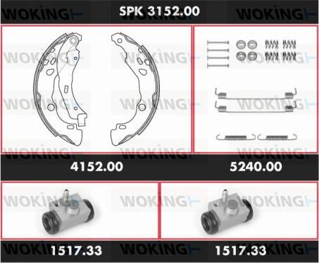 Woking SPK 3152.00 - Комплект тормозных колодок, барабанные autospares.lv