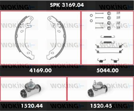 Woking SPK 3169.04 - Комплект тормозных колодок, барабанные autospares.lv