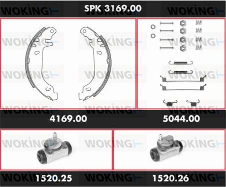 Woking SPK 3169.00 - Комплект тормозных колодок, барабанные autospares.lv