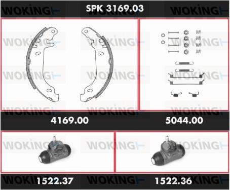 Woking SPK 3169.03 - Комплект тормозных колодок, барабанные autospares.lv