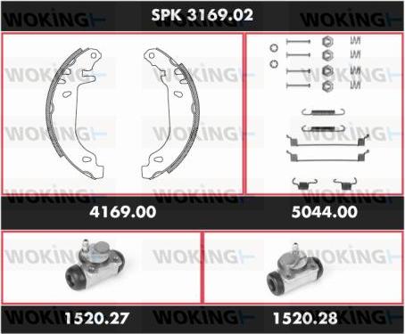 Woking SPK 3169.02 - Комплект тормозных колодок, барабанные autospares.lv
