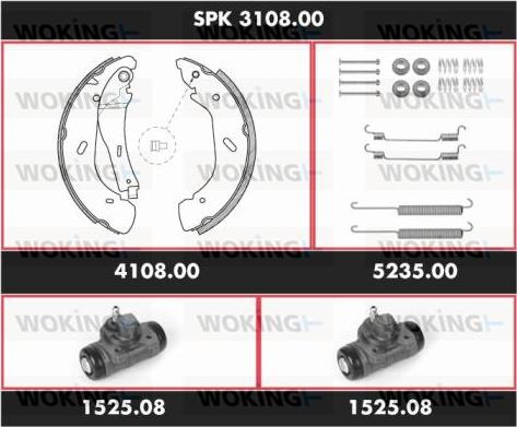 Woking SPK 3108.00 - Комплект тормозных колодок, барабанные autospares.lv