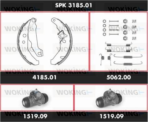 Woking SPK 3185.01 - Комплект тормозных колодок, барабанные autospares.lv