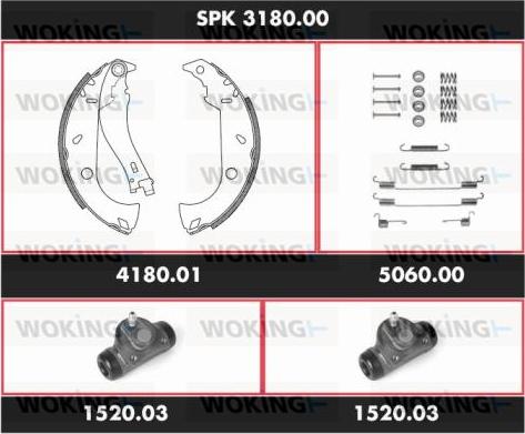 Woking SPK 3180.00 - Комплект тормозных колодок, барабанные autospares.lv