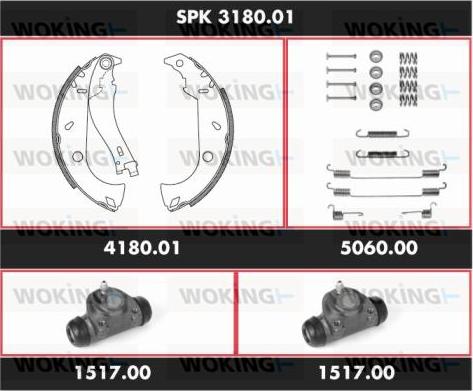 Woking SPK 3180.01 - Комплект тормозных колодок, барабанные autospares.lv