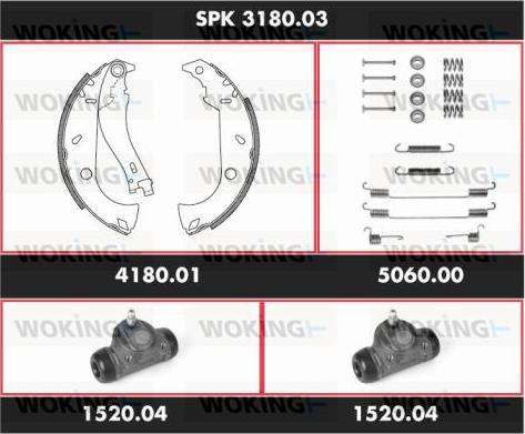 Woking SPK 3180.03 - Комплект тормозных колодок, барабанные autospares.lv
