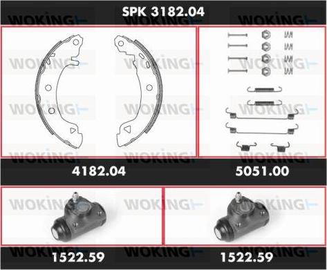 Woking SPK 3182.04 - Комплект тормозных колодок, барабанные autospares.lv