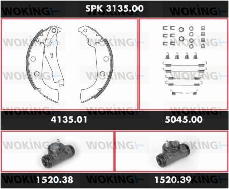 Woking SPK 3135.00 - Комплект тормозных колодок, барабанные autospares.lv