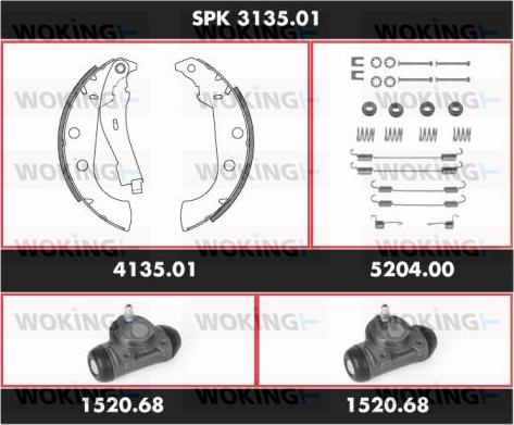 Woking SPK 3135.01 - Комплект тормозных колодок, барабанные autospares.lv