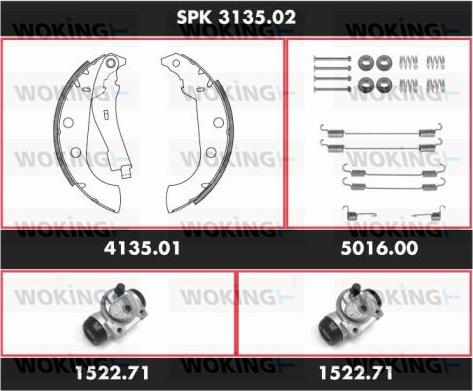 Woking SPK 3135.02 - Комплект тормозных колодок, барабанные autospares.lv