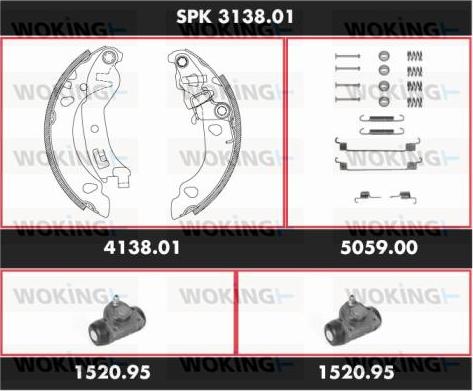 Woking SPK 3138.01 - Комплект тормозных колодок, барабанные autospares.lv