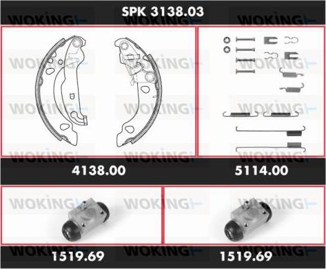 Woking SPK 3138.03 - Комплект тормозных колодок, барабанные autospares.lv