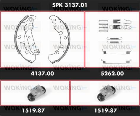 Woking SPK 3137.01 - Комплект тормозных колодок, барабанные autospares.lv