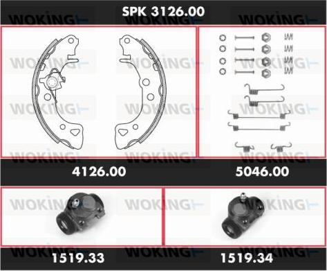 Woking SPK 3126.00 - Комплект тормозных колодок, барабанные autospares.lv