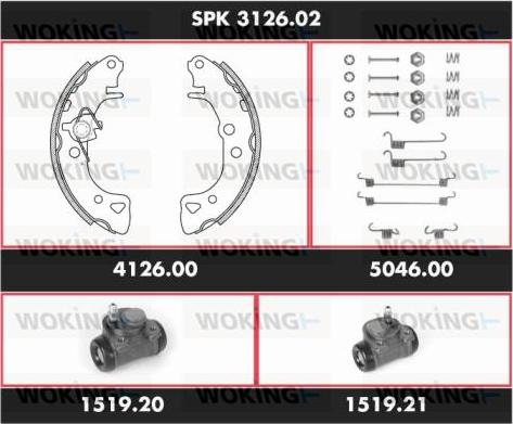 Woking SPK 3126.02 - Комплект тормозных колодок, барабанные autospares.lv