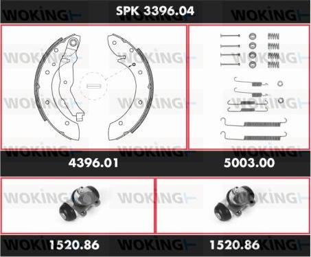 Woking SPK 3396.04 - Комплект тормозных колодок, барабанные autospares.lv