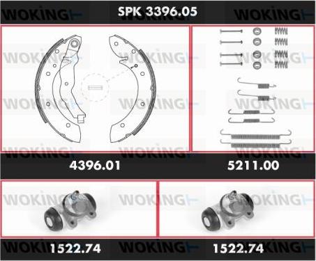 Woking SPK 3396.05 - Комплект тормозных колодок, барабанные autospares.lv