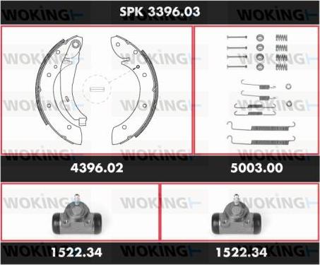 Woking SPK 3396.03 - Комплект тормозных колодок, барабанные autospares.lv