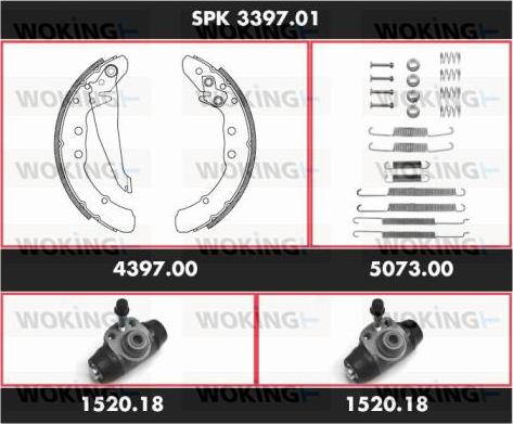 Woking SPK 3397.01 - Комплект тормозных колодок, барабанные autospares.lv