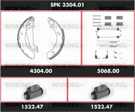 Woking SPK 3304.01 - Комплект тормозных колодок, барабанные autospares.lv