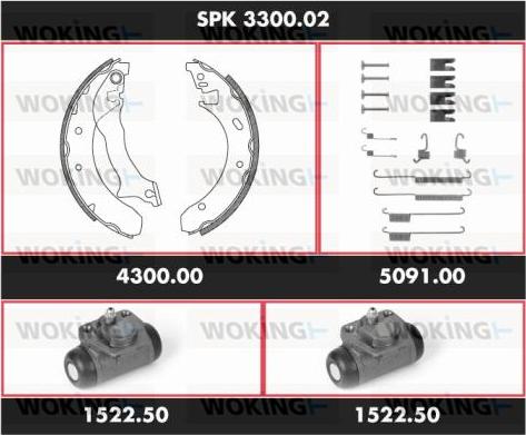 Woking SPK 3300.02 - Комплект тормозных колодок, барабанные autospares.lv