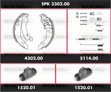 Woking SPK 3302.00 - Комплект тормозных колодок, барабанные autospares.lv