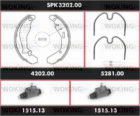 Woking SPK 3202.00 - Комплект тормозных колодок, барабанные autospares.lv