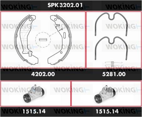 Woking SPK 3202.01 - Комплект тормозных колодок, барабанные autospares.lv