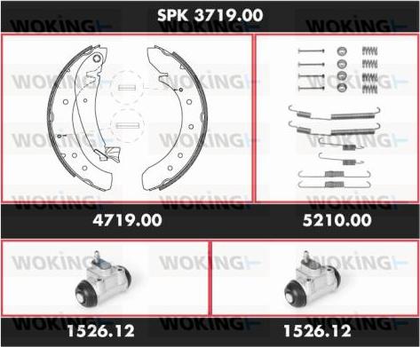 Woking SPK 3719.00 - Комплект тормозных колодок, барабанные autospares.lv