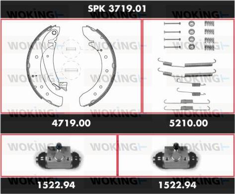 Woking SPK 3719.01 - Комплект тормозных колодок, барабанные autospares.lv