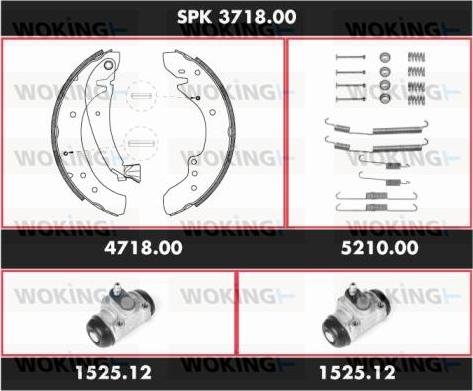 Woking SPK 3718.00 - Комплект тормозных колодок, барабанные autospares.lv