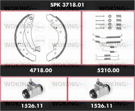 Woking SPK 3718.01 - Комплект тормозных колодок, барабанные autospares.lv