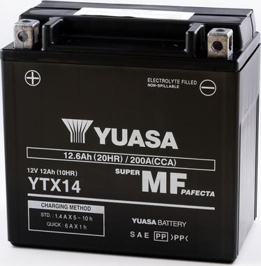 Yuasa YTX14 - Стартерная аккумуляторная батарея, АКБ autospares.lv