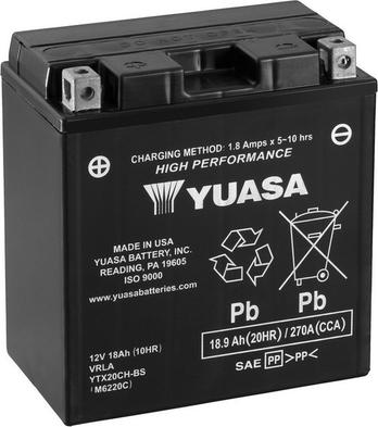 Yuasa YTX20CH-BS - Стартерная аккумуляторная батарея, АКБ autospares.lv