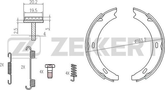 Zekkert BK-4440 - Комплект тормозных колодок, барабанные autospares.lv