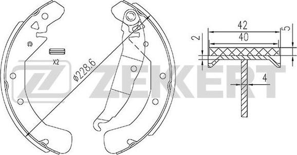 Zekkert BK-4448 - Комплект тормозных колодок, барабанные autospares.lv