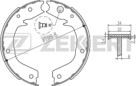 Zekkert BK-4439 - Комплект тормозных колодок, барабанные autospares.lv