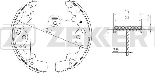 Zekkert BK-4062 - Комплект тормозных колодок, барабанные autospares.lv