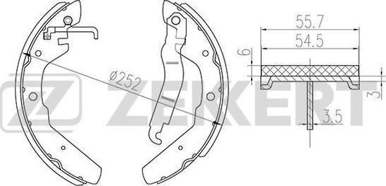 Zekkert BK-4076 - Комплект тормозных колодок, барабанные autospares.lv