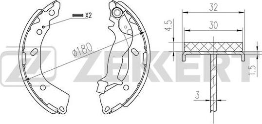 Zekkert BK-4078 - Комплект тормозных колодок, барабанные autospares.lv