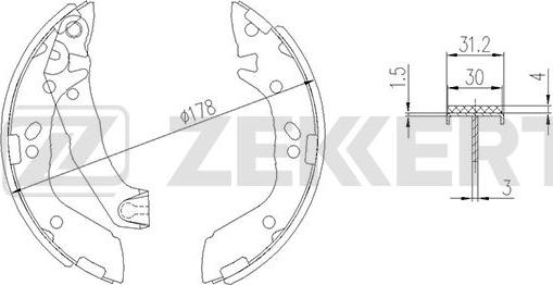 Zekkert BK-4156 - Комплект тормозных колодок, барабанные autospares.lv