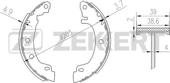 Zekkert BK-4163 - Комплект тормозных колодок, барабанные autospares.lv