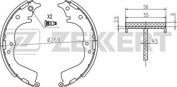 Zekkert BK-4107 - Комплект тормозных колодок, барабанные autospares.lv