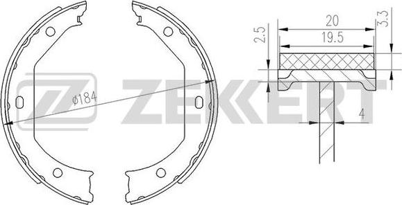 Zekkert BK-4136 - Комплект тормозных колодок, барабанные autospares.lv