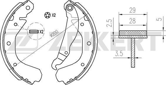 Zekkert BK-4130 - Комплект тормозных колодок, барабанные autospares.lv